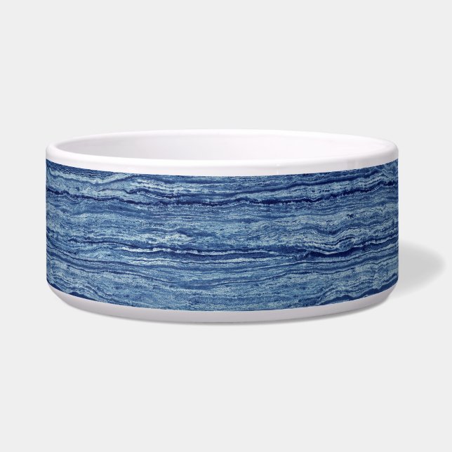 Blauwe marmer voerbakje (Voorkant)