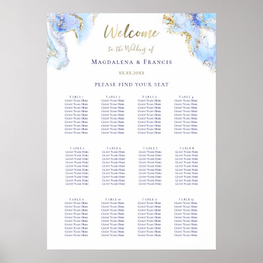 blauwe marmer voor het huwelijk poster (Voorkant)