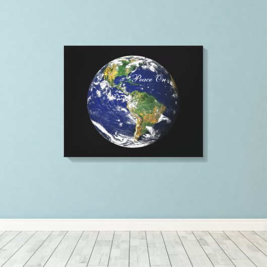 Blauwe marmer_Vrede op aarde Canvas Afdruk (Insitu (Houten vloer))