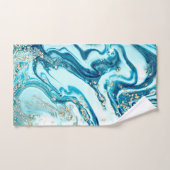 Blauwe marmer Waterverf Turquoise Gold Ocean Bad Handdoek (Handdoek)