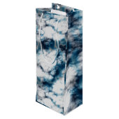 Blauwe marmer wijn cadeautas (Achterkant Gekanteld)