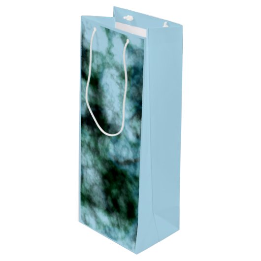 Blauwe marmer wijn cadeautas (Voorkant Gekanteld)