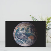 Blauwe marmeraarde (oostelijk halfrond) briefpapier (Staand voorkant)