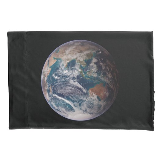 Blauwe marmeraarde (oostelijk halfrond) kussensloop (Voorkant)