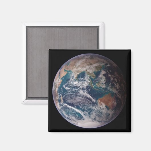 Blauwe marmeraarde (oostelijk halfrond) magneet (Voorkant / Achterkant)