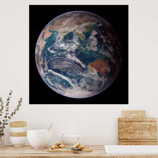 Blauwe marmeraarde (oostelijk halfrond) poster (Keuken)