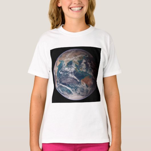Blauwe marmeraarde (oostelijk halfrond) t-shirt (Voorkant)