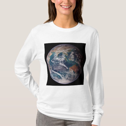 Blauwe marmeraarde (oostelijk halfrond) t-shirt (Voorkant)