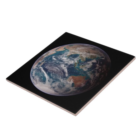 Blauwe marmeraarde (oostelijk halfrond) tegeltje (Zijkant)