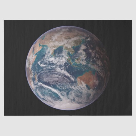 Blauwe marmeraarde (oostelijk halfrond) tissuepapier (Voorkant)