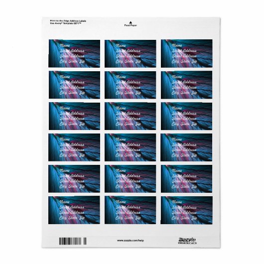 Blauwe Marmeren Adressticker Etiket (Full Sheet)