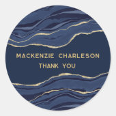 Blauwe Marmeren Agaat Gouden Geode Dank u Bedrijf Ronde Sticker (Voorkant)