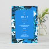 Blauwe Marmeren Davidster Bar- en Bat Mitzvah op m Menu (Staand voorkant)