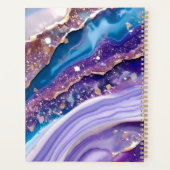 Blauwe marmeren edelsteen waterverf nieuwjaar planner (Achterkant)