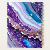 Blauwe marmeren edelsteen waterverf nieuwjaar planner (Achterkant)