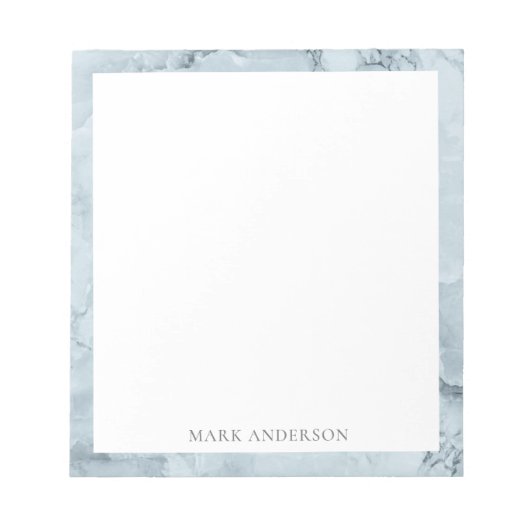 blauwe marmeren elegante monogram notitieblok (Voorkant)