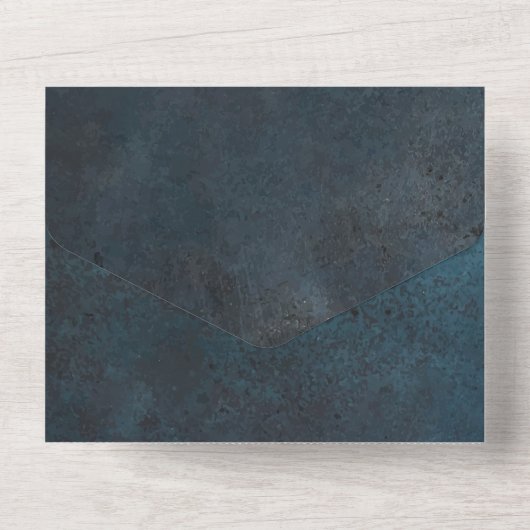 Blauwe Marmeren Elegante Trouwfeest All In One Uitnodiging (Achterkant)