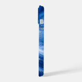 Blauwe Marmeren Golven Luxe Abstract iPhone 15 Case (Linkerkant)
