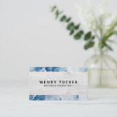 Blauwe marmeren houtnerf visitekaartje (Staand voorkant)