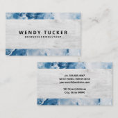 Blauwe marmeren houtnerf visitekaartje (Voorkant / Achterkant)