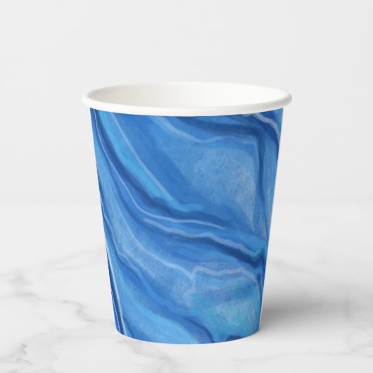 Blauwe marmeren koffiekopjes papieren bekers (Achterkant)