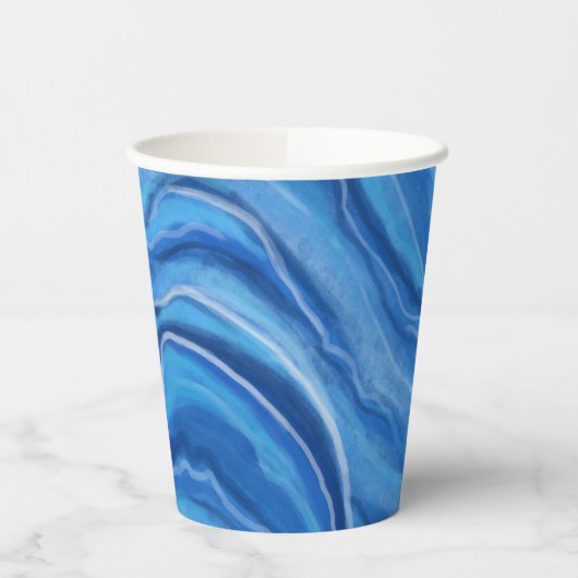 Blauwe marmeren koffiekopjes papieren bekers (Links)