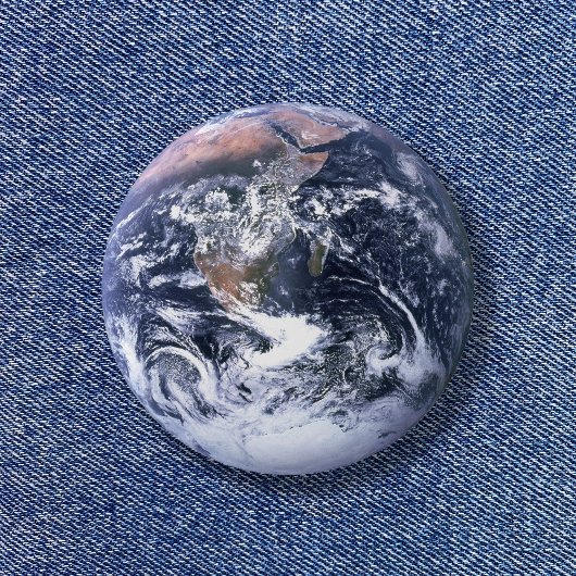 Blauwe Marmeren Planeet Aarde Ronde Button 3,2 Cm