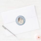 Blauwe marmeren steen en uilen ronde sticker (Envelop)
