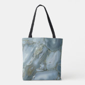 Blauwe marmeren steen tote bag (Achterkant)