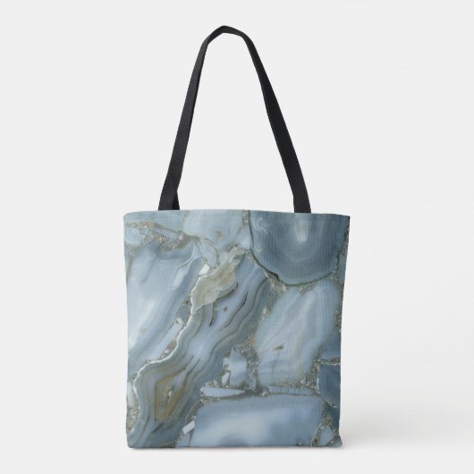 Blauwe marmeren steen tote bag (Achterkant)