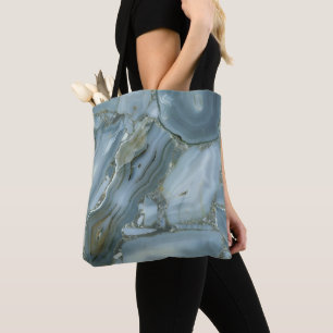 Blauwe marmeren steen tote bag
