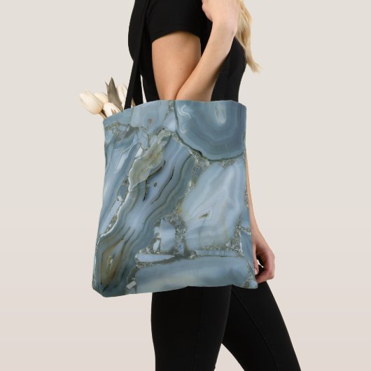 Blauwe marmeren steen tote bag (Dichtbij)