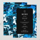 Blauwe Marmeren Ster van David Aangepaste Bar/Bat Menu (Voorkant / Achterkant)