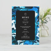 Blauwe Marmeren Ster van David Aangepaste Bar/Bat Menu (Staand voorkant)