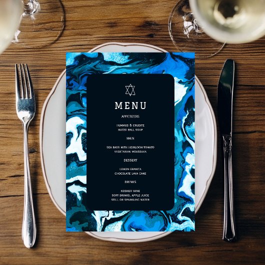 Blauwe Marmeren Ster van David Aangepaste Bar en B Menu