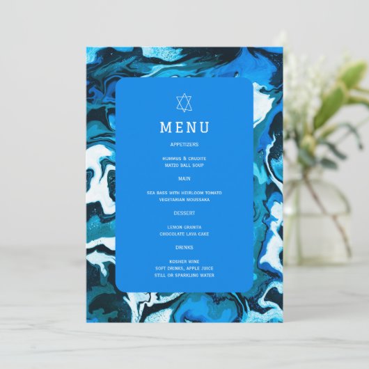 Blauwe Marmeren Ster van David Aangepaste Bar Mits Menu (Staand voorkant)