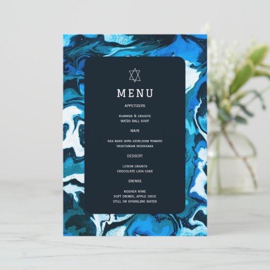 Blauwe Marmeren Ster van David Aangepaste Bar Mits Menu (Staand voorkant)