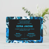 Blauwe Marmeren Ster van David Custom Bar Bat Mitz Kaart (Staand voorkant)