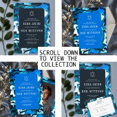 Blauwe Marmeren Ster van David Custom Bar Bat Mitz Kaart