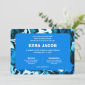 Blauwe Marmeren Ster van David Custom Bar Bat Mitz Kaart (Staand voorkant)