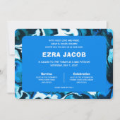 Blauwe Marmeren Ster van David Custom Bar Bat Mitz Kaart (Voorkant)