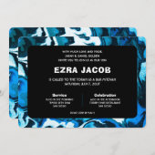 Blauwe Marmeren Ster van David Custom Bar Bat Mitz Kaart (Voorkant / Achterkant)