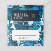 Blauwe Marmeren Ster van David Custom Bar Bat Mitz Plaatskaartje (Buitenkant ongevouwen)