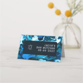 Blauwe Marmeren Ster van David Custom Bar Bat Mitz Plaatskaartje (Achterkant)