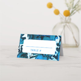 Blauwe Marmeren Ster van David Custom Bar Bat Mitz Plaatskaartje