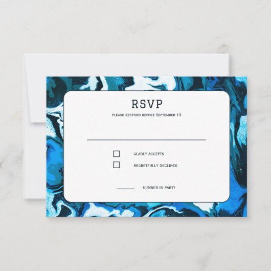 Blauwe Marmeren Ster van David Custom Bar Bat Mitz RSVP Kaartje (Voorkant)