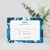 Blauwe Marmeren Ster van David Custom Bar Bat Mitz RSVP Kaartje (Staand voorkant)