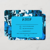 Blauwe Marmeren Ster van David Custom Bar Bat Mitz RSVP Kaartje (Voorkant / Achterkant)