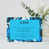 Blauwe Marmeren Ster van David Custom Bar Bat Mitz RSVP Kaartje (Staand voorkant)