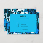 Blauwe Marmeren Ster van David Custom Bar Bat Mitz RSVP Kaartje (Voorkant / Achterkant)